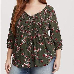 Torrid Olive Floral Top